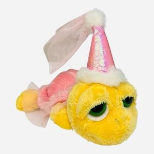 Rare Russ Berrie Lil Peepers Shelly Turtle Pink Birthday Hat Princess Plush Eyes